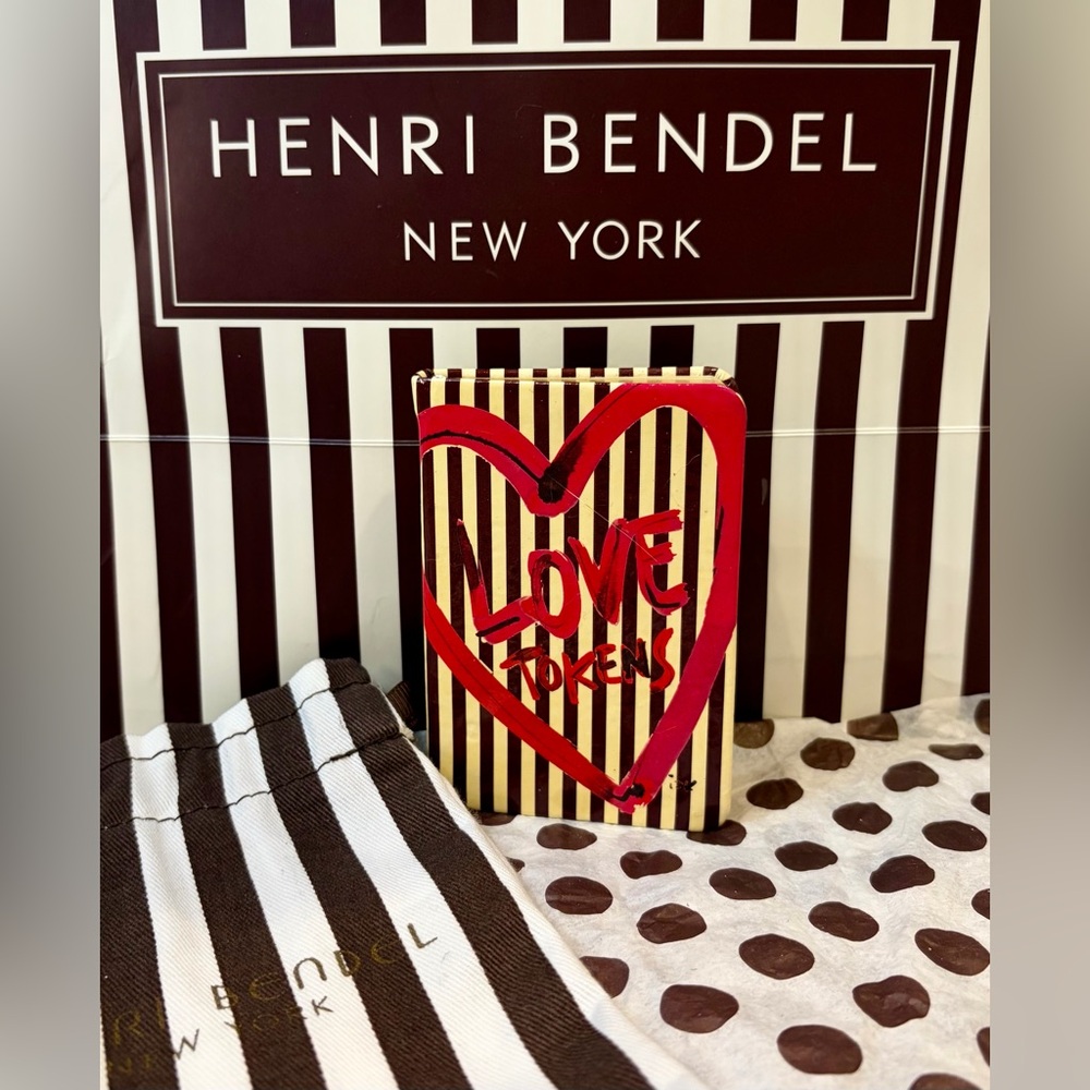 RARE HENRI BENDEL Red Heart 'Love Tokens' Striped Lined Notebook❤️ w/dusty & bag